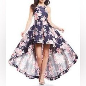 Speechless Floral Sleeveless High Low Navy & Pink Dress Size 1